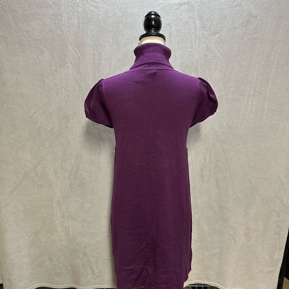 Vanity | Vintage Turtleneck Short Sleeve Knit Dress | Purple | Size: L - Picture 3 of 9